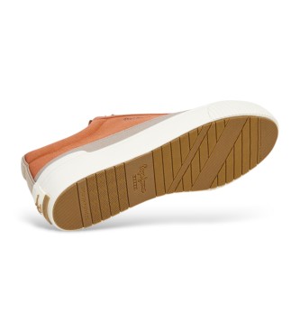 Pepe Jeans Pomarańczowe skórzane buty sportowe Ben Wash