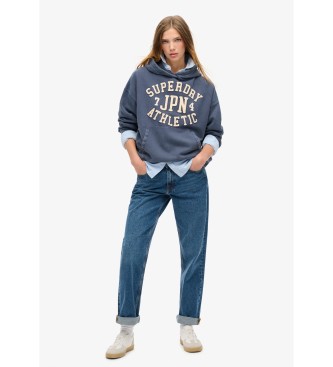 Superdry Felpa con cappuccio oversize Athletic Essentials blu navy