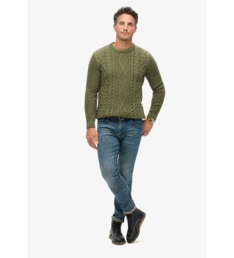 Superdry Camisola de malha entran�ada verde Jacob