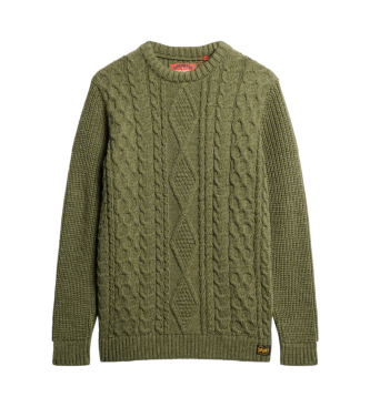 Superdry Camisola de malha entran�ada verde Jacob