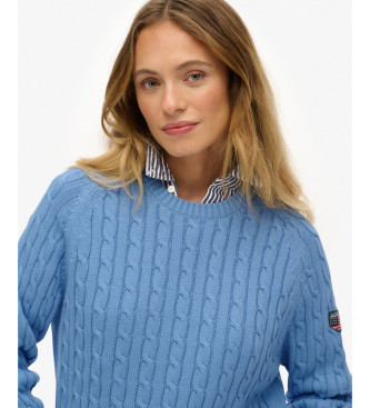 Superdry Pull en maille torsade bleu