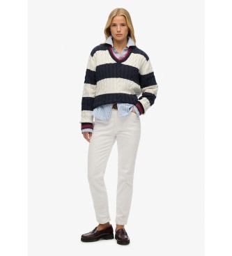 Superdry Pull oversize  rayures blanc