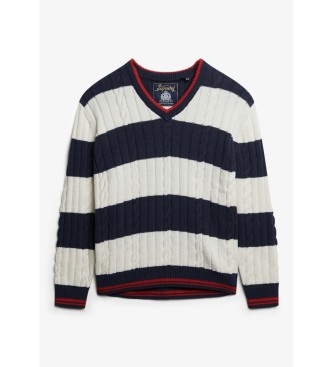 Superdry Pull oversize  rayures blanc