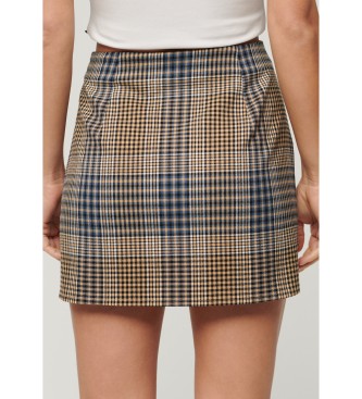 Superdry Beżowa spódnica mini w kratę