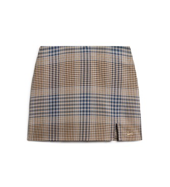 Superdry Beżowa spódnica mini w kratę