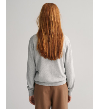 Gant Maglione con mezza zip in cotone grigio Shield