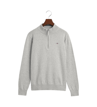 Gant Maglione con mezza zip in cotone grigio Shield