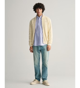 Gant Randig kofta med dragkedja och beige textur