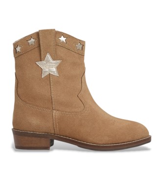 Pepe Jeans Brown Western leather ankle boots