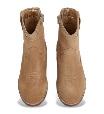 Pepe Jeans Brown Western leather ankle boots