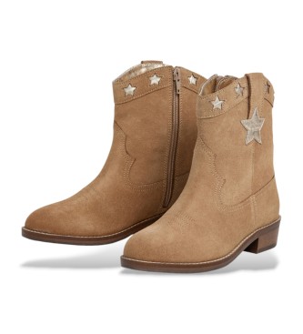 Pepe Jeans Brown Western leather ankle boots