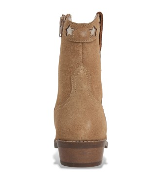 Pepe Jeans Brown Western leather ankle boots