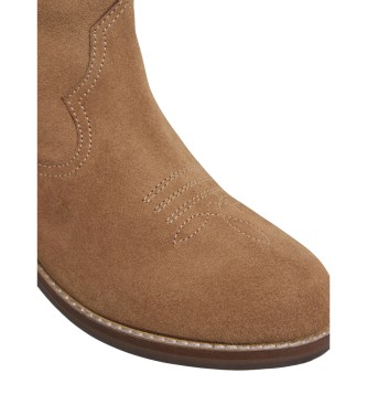 Pepe Jeans Brown Western leather ankle boots