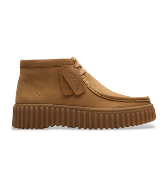 Clarks Torhill Moss Lichtbruin leren enkellaarsjes