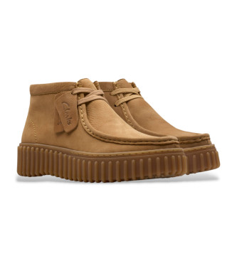 Clarks Torhill Moss Lichtbruin leren enkellaarsjes
