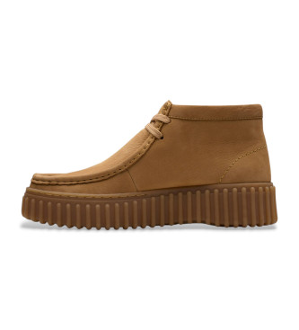 Clarks Torhill Moss Lichtbruin leren enkellaarsjes