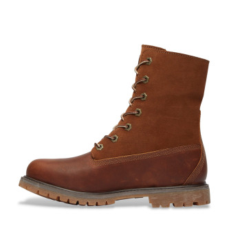 Timberland Botins em pele com parte superior enrolada e forro castanho quente