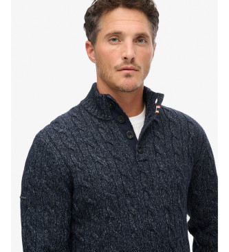 Superdry Camisola de malha entran�ada azul-marinho