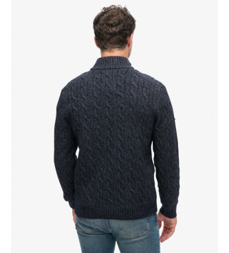 Superdry Camisola de malha entran�ada azul-marinho