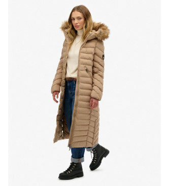 Superdry Casaco com capuz de pelo falso Fuji bege