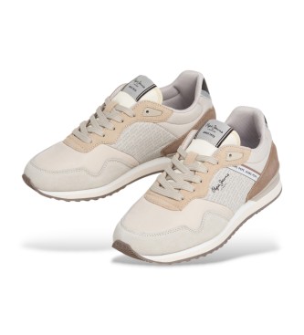 Pepe Jeans London Logo beige träningsskor