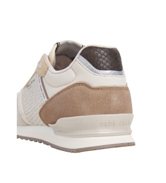 Pepe Jeans London Logo beige träningsskor