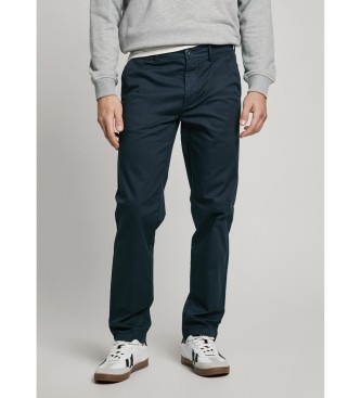 Pepe Jeans Chino-bukser i marinebl� bomuldspoplin