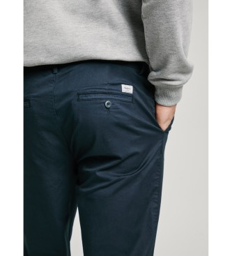 Pepe Jeans Chino-bukser i marinebl� bomuldspoplin