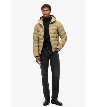 Superdry Beige quiltad kappa med huva