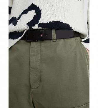 Tommy Hilfiger Cinto de couro Denton Preto mate
