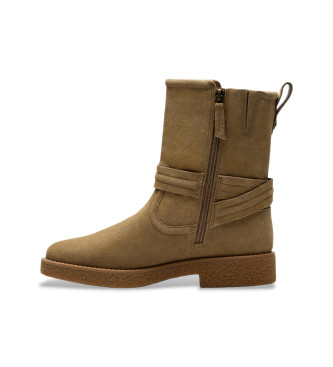 Clarks Skórzane buty Nella Mid beżowe