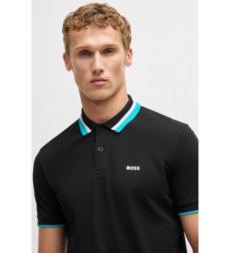 BOSS Paddy active polo met contrasterende zwarte strepen
