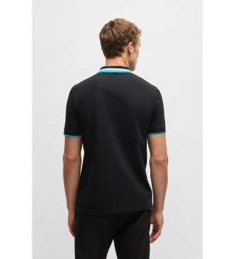 BOSS Paddy active polo met contrasterende zwarte strepen