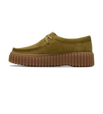 Clarks Zielone skórzane buty Torhill Bee