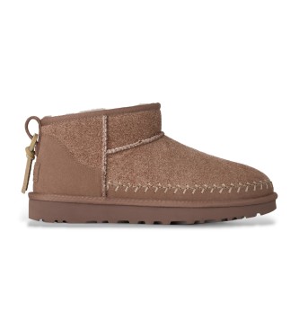UGG Classic Ultra Mini Biarritz Leather Booties marron
