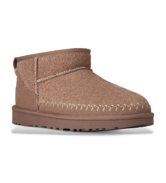 UGG Classic Ultra Mini Biarritz Leather Booties marron