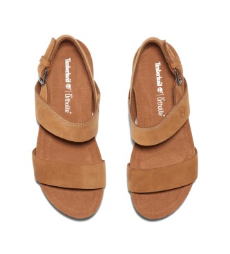 Timberland Malibu Waves brown double strap leather sandals