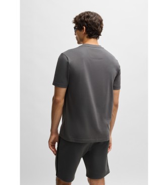 BOSS Gebreid katoenen T-shirt met groot logo  grijs
