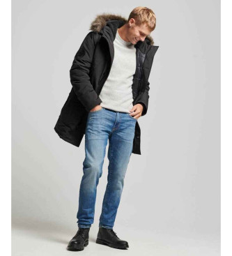 Superdry Parka con capucha de pelo sint�tico Everest negro