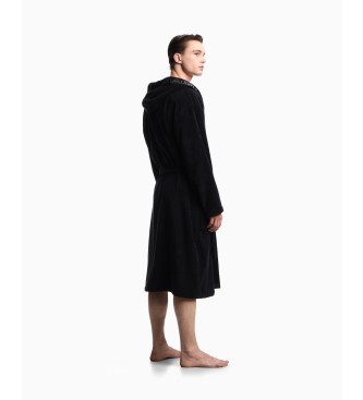 Emporio Armani Albornoz de rizo con logotipo en el borde negro