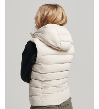 Superdry Colete acolchoado em microfibra com capuz bege