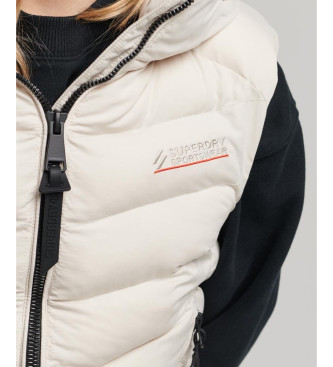Superdry Colete acolchoado em microfibra com capuz bege