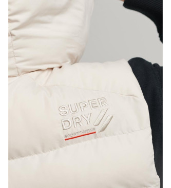 Superdry Colete acolchoado em microfibra com capuz bege