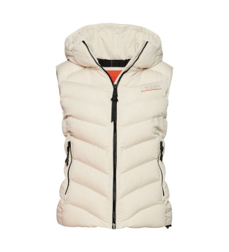 Superdry Colete acolchoado em microfibra com capuz bege