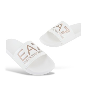 EA7 Chanclas Maxilogo blanco, plateado