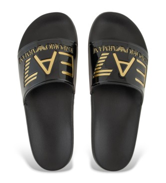 EA7 Chanclas Maxilogo negro, dorado