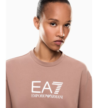 EA7 Pullover aus Stretch-Baumwolle mit beigem Logo