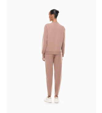 EA7 Pullover aus Stretch-Baumwolle mit beigem Logo