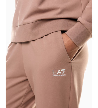 EA7 Pullover aus Stretch-Baumwolle mit beigem Logo