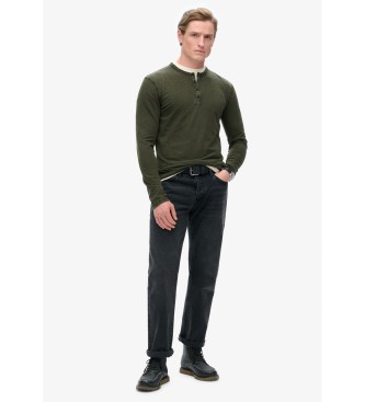 Superdry Maglietta verde a maniche lunghe con colletto alla coreana